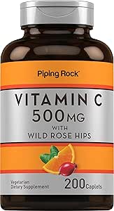 Piping Rock Vitamin C | 500mg | with Rose HIPS | Vegetarian, Non-GMO, Gluten Free Supplement