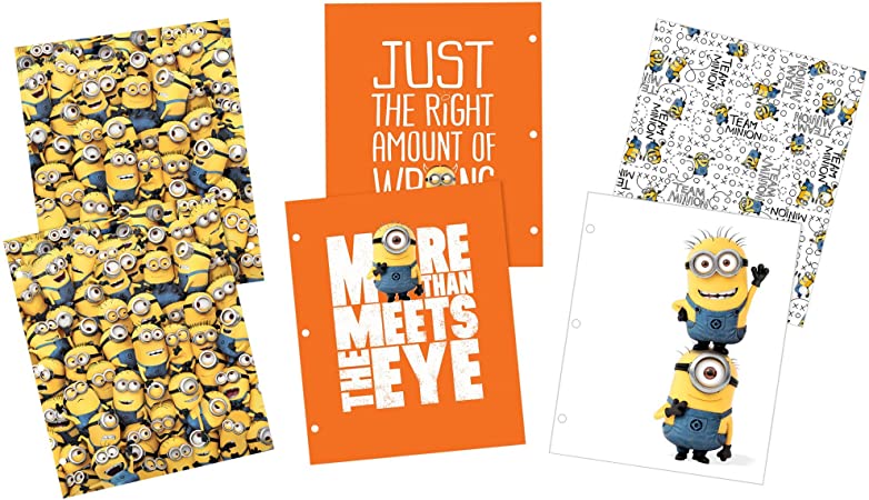 Avery Despicable Me 2-Pocket Folders, 3-Hole Punched, 100-Sheet Capacity, 3 Minions Designs, 6 Folders (47934)