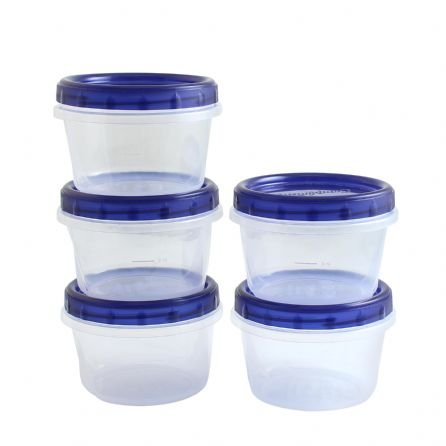 Clear Plastic Food Containers 16 oz With Screw-On Lids 5 Pack, Great Quality