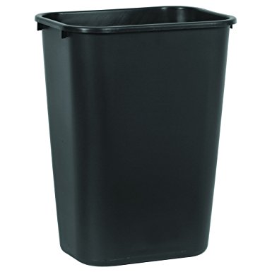 Rubbermaid Commercial Deskside Trash Can, 10 Gallon, Black (FG295700BLA) (Pack of 12)