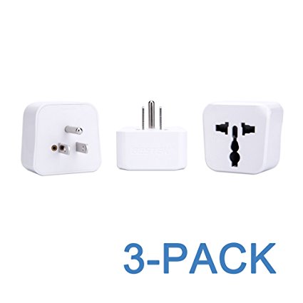 US & Asia Power Adapter Kit, BESTEK Travel Prong Converter Plug Set, UK EU AU ASIA US to Japan, Cuba, Peru, Taiwan, Thailand, Philippines, Jordan etc, Universal Outlet - Type B - 3 PACK