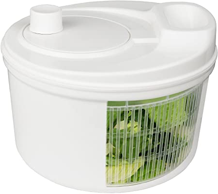 Greenco GRC0274 Easy Spin Manual Salad Spinner, 4 Quart, White