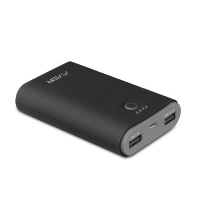Avier 6000mAh Ultra Compact Portable Charger External Battery Power Bank with 2 USB Outputs for iPhone 6 6 Plus 5S 5C 5 4S, iPad 2 3 4 iPad Air iPad Mini, Samsung Galaxy S6 S5 S4 Note, Nexus, HTC, Motorola, Nokia, PS Vita, Gopro, and Most other Phones and USB Powered Devices - Black/Grey - AV-PB846-103