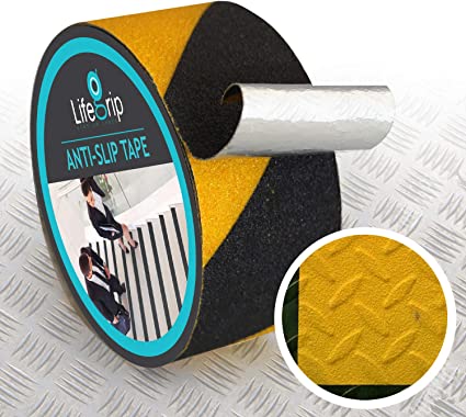 LifeGrip Non-Slip Tape, Aluminum-Backed, Conformable Safety Grip Anti-Slip Tape (2" X 15', Yellow/Black)