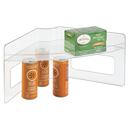 mDesign Home Kitchen Lazy Susan Storage Shelf with Handle for Kitchen Cabinets, Pantry - Clear