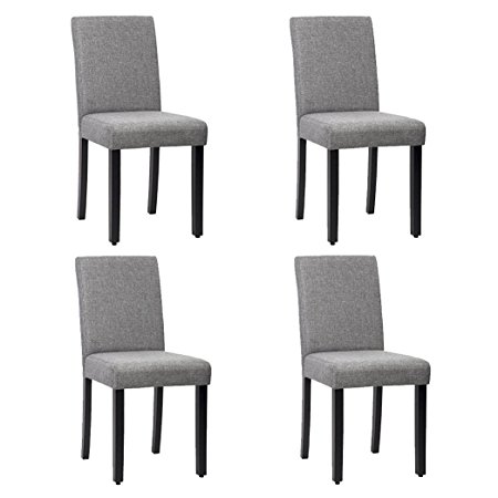 Dining Chairs Kitchen Livng Room Side Armless Solid Wood Accent Chair Seat with Black Leg Fabric Cushion Modern Style Bedroom Furniture Set of 4