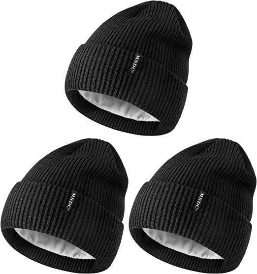 MSDC Beanies Women 3 Pack, Winter Hats for Women Men Fleece Lined Warm for Cold Weather, Beanie for Women Fashion Skull Cap