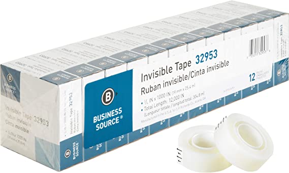 Business Source BSN32953 Premium Invisible Tape Value Pack, Clear (12 PACK)