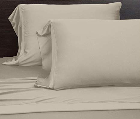 COOLEX Ultra-Soft Bed Sheet Set - Moisture Wicking, Wrinkle, Fade, Stain Resistant (Full, Khaki)