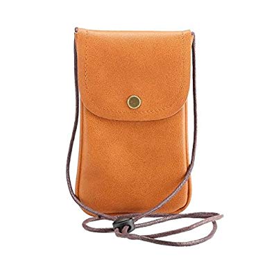 Mini Crossbody Bag Purse Cell Phone Pouch Credit Card Holder Adjustable Shoulder Bag PU Leather Wallet Carrying Case Purse for Smartphone Under 6 Inch or Daily UseFrom WaitingU -Brown