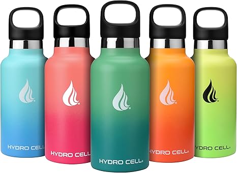 HYDRO CELL Stainless Steel Water Bottle with Straw & 2 Standard Mouth Lids (32oz 24oz 20oz 16oz) Keeps Liquids Hot or Cold w/Double Wall Vacuum Insulated Leak Proof Sport Design (Mint/Green 16oz)