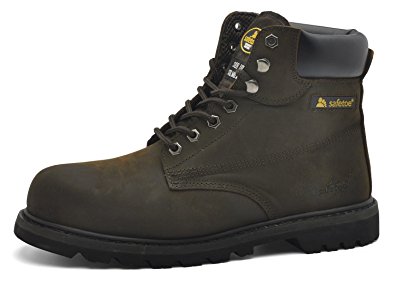 SAFETOE Work Boots For Men Steel Toe Safety Shoes - M8179 Women Leather Wide Width Safety Toe Boots