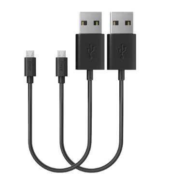 [2-Pack] Premium 1feet/0.3m Cables Deego Extra short Micro USB Sync and Charge Cables for Android, Samsung, HTC, Motorola, Nokia and More (2x1ft/0.3m black pack)