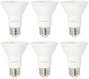 AmazonBasics 50 Watt Equivalent, Bright White, Dimmable, PAR20 LED Light Bulb - 6 Pack