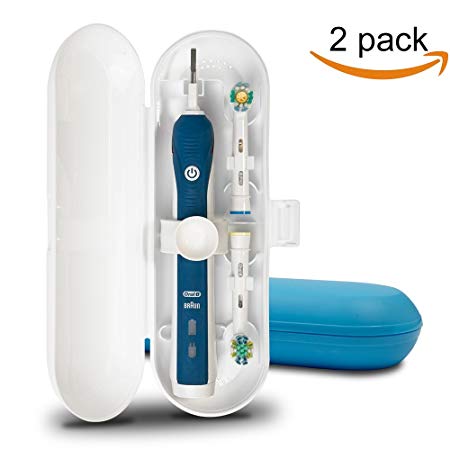 Plastic Electric Toothbrush Travel Case for Oral-B Pro Series, 2 packs (Blue&White)