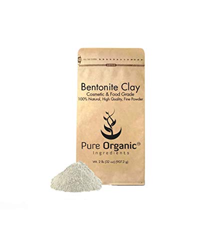 Bentonite Clay (2 lb.) by Pure Organic Ingredients, Eco-Friendly Packaging, Fine Powder, Cosmetic & Food Grade, For Face Masks, Cleanses