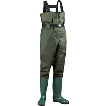 PLUSINNO Chest Waders, Bootfoot Chest Waders for Men Women, 2-Ply Nylon/PVC Waterproof Lightweight Fishing Hunting Wader