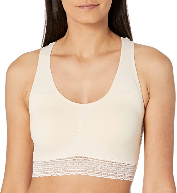 Amazon Brand - Mae Women's Longline Racerback Lace Bralette (For A-C Cups) Bra