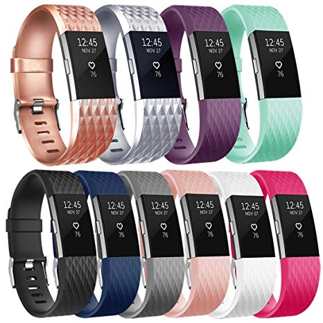 Vancle Replacement Bands for Fitbit Charge 2, 10 Pack