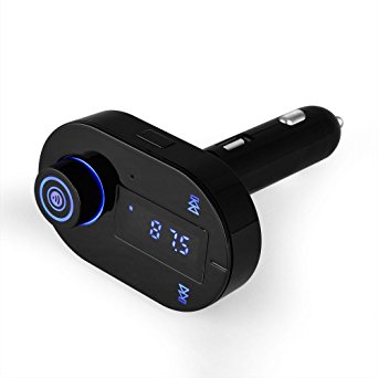 Actpe Wireless Bluetoth In Car FM Transmitter MP3 Player with USB Charger Adapter & Hands Free Calls for iPhone, iPad, Samsung Galaxy Note Edge, LG, Google Nexus, Motorola, Sony, Android - Black