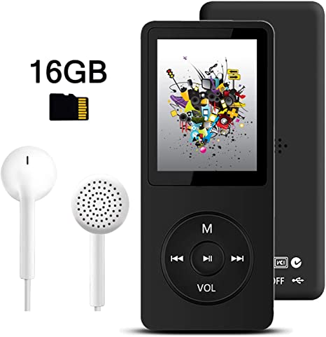 MP3 Player, Dyzeryk Music Player with 16GB Micro SD Card, Ultra Slim Music Player with Build-in Speaker, Photo Viewer, Video Play, FM Radio, Voice Recorder, E-Book Reader, Supports up to 128GB
