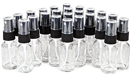 Vivaplex, 24, Clear, 15 ml (1/2 oz) Glass Bottles, with Black Fine Mist Sprayer's