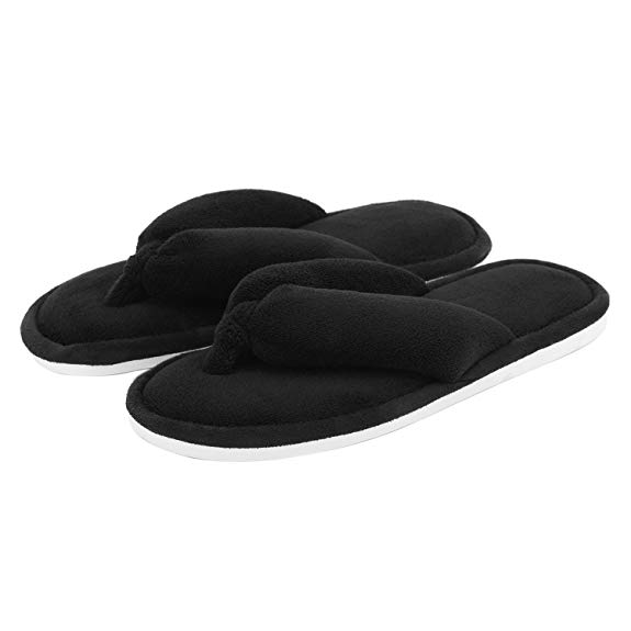 Indoor Slippers for Women Open Toe, Plush Anti Slip Flip Flops