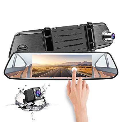 Mirror Dash Cam, CHICOM Dual Dashboard Camera Recorder 7" LCD 1080P Full HD IPS Touch Screen 170° Wide Angle Front Rear View Car Video Recorder with G Sensor, Parking Monitor, Loop Recording