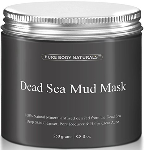 Pure Body Naturals Beauty Dead Sea Mud Mask for Facial Treatment, 250g / 8.8 fl.oz
