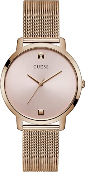 Guess Women's Rose Gold Tone Stainless Steel Mesh Band Watch (Model: GW0458L3)