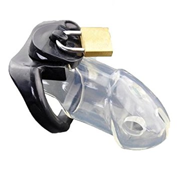 Happygo Male Chastity Device Hypoallergenic Plastic Cock Cage Penis Ring Virginity Lock Chastity Belt Adult Game Sex Toy (Clear)