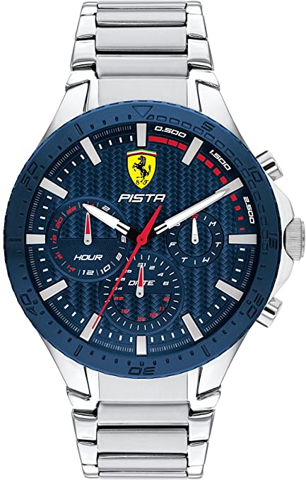 Ferrari Men's Quartz Watch with Stainless Steel Strap, Silver, 25 (Model: 0830855)
