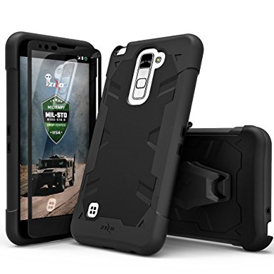 LG Stylo 2 Case Zizo Proton Cover [Military Grade Drop Tested] with FREE 0.3m 9H [Stylo 2 Tempered Glass Screen Protector] Kickstand Holster Belt Clip