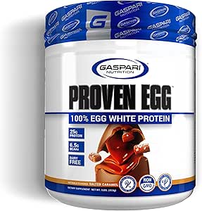 Gaspari Nutrition Proven Egg, 100% Egg White Protein, 25g Protein, Keto Friendly, Dairy Free, Lactose Free, Soy Free (1lb, Salted Caramel)