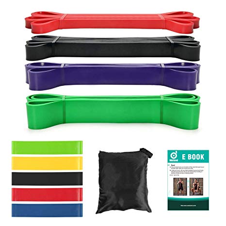 Odoland Pull Up Assist Bands, Pull Up Straps, Resistance Bands with Door Anchor and Handles, Stretch Mobility, Powerlifting and Extra Durable Exercise Bands with eGuide