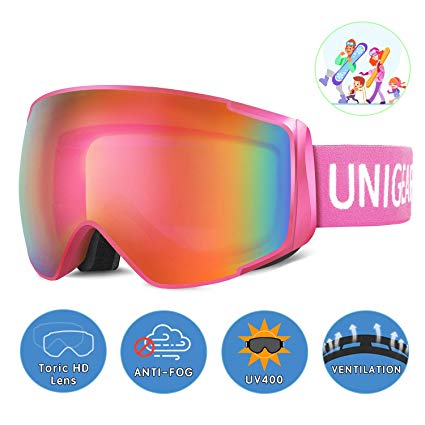 Unigear Skido X2 Ski Goggles, Toric Dual Lens Snowboard Snow Goggles for Kids, Men and Women - OTG & 100% UV Protection