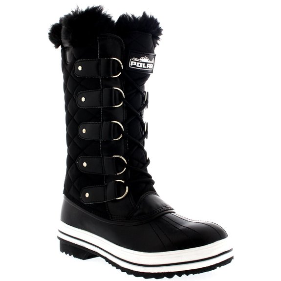 Womens Snow Boot Nylon Tall Winter Snow Waterproof Fur Lined Warm Rain Boot