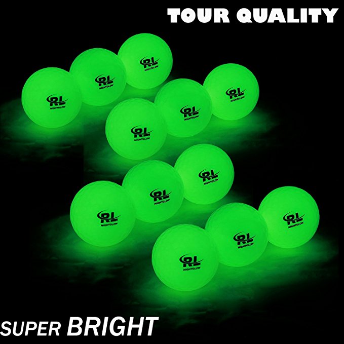 R&L Night Golf Balls Glow in the Dark - Best Hitting Tournament Fluorescent Golf Ball- Long Lasting Bright Luminous Balls Rechargeable with Any Flashlight - NO LED Inside