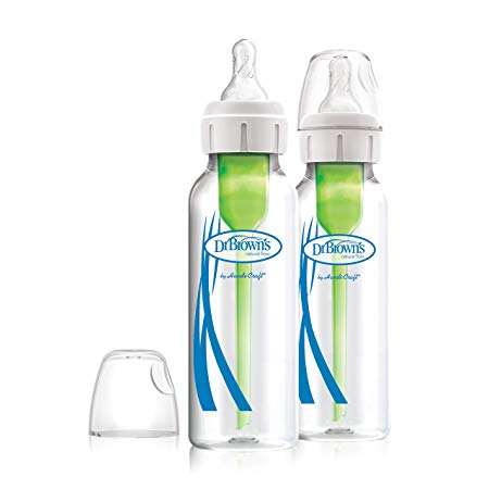 Dr. Brown's Natural Flow Options Plus Narrow Glass Baby Bottle, 8 Ounce (Pack of 2)