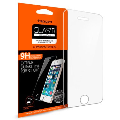 iPhone SE Screen Protector, Spigen® [Tempered Glass] [1 Pack] iPhone 5S / SE / 5C / 5 Glass Screen Protector [Easy-Install Wing] [Lifetime Warranty]