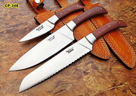 CP-348, Custom Handmade Hi Carbon Steel Chef Knife Set - Best Quality Jean Micarta Handle