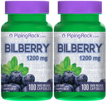 Bilberry Extract 1200 mg 2 Bottles x 100 Capsules