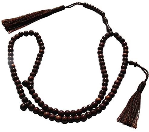 Dense Tamarind Tree Tasbih - Small 6mm 99-Bead Prayer Beads - Worry Beads with 2 Beuitiful Tassels