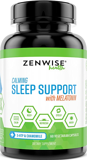 Natural Sleep Aid with Melatonin, Valerian Root, L-Taurine, 5-HTP and L-Theanine - Non Habit Forming Capsules - 60 Vegetarian Pills