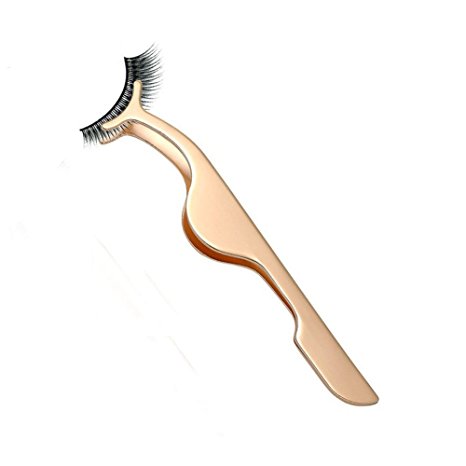 False Eyelashes Applicator Tool Eyelash Extension Tweezers Remover Clip Tweezers Nipper (Golden)