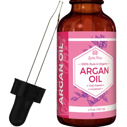 #1 TRUSTED Leven Rose Virgin Argan Oil - Pure Cold Pressed, 100% Organic for Hair Growth, Skin Serum, Face, Nails, Eczema, Acne - Best Moroccan Argan - Natural Moisturizer Lotion for Dry Skincare Cleanser - 2 Oz