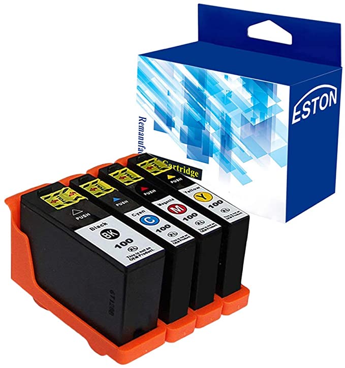 ESTON Compatible Ink Cartridge Replacement for Lexmark 100XL 100 XL High Yield for Lexmark Impact S305,Pinnacle Pro901 (1Black 1Cyan 1Magenta 1Yellow, 4-Pack)