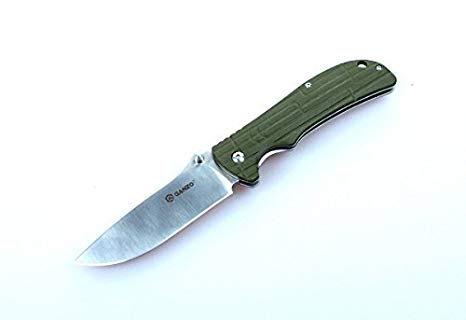 Ganzo G723 Folding Knife 440c Blade Black G10 Handle Frame Lock w/Pouch