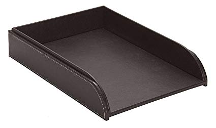 Osco Faux Leather Letter Tray - Brown