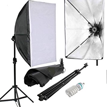 Amzdeal 135W Studio Lights Continuous Lighting Kit 50x70cm Photo Studio Softbox 5500K Fully Adjustable Aluminum alloy Light Stand  E27 and 135W Bulb Photography Lighting